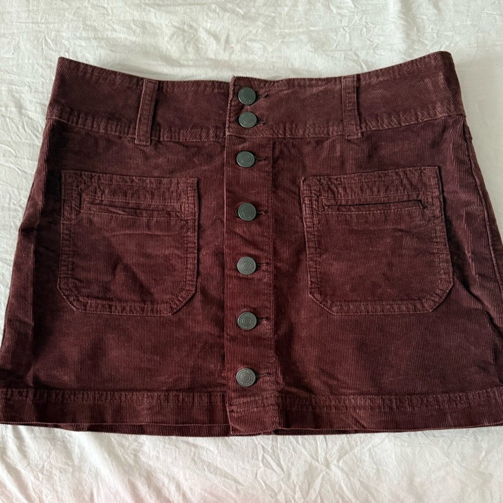 We The Free Corduroy Mini Skirt - Burgundy